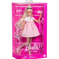 Barbie Deluxe Style Muñeca nº 3 Rubia con Vestido Rosa con Lado Grande y Accesorios