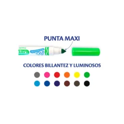 Crayola 12 Rotuladores Súper Lavables Maxi Punta