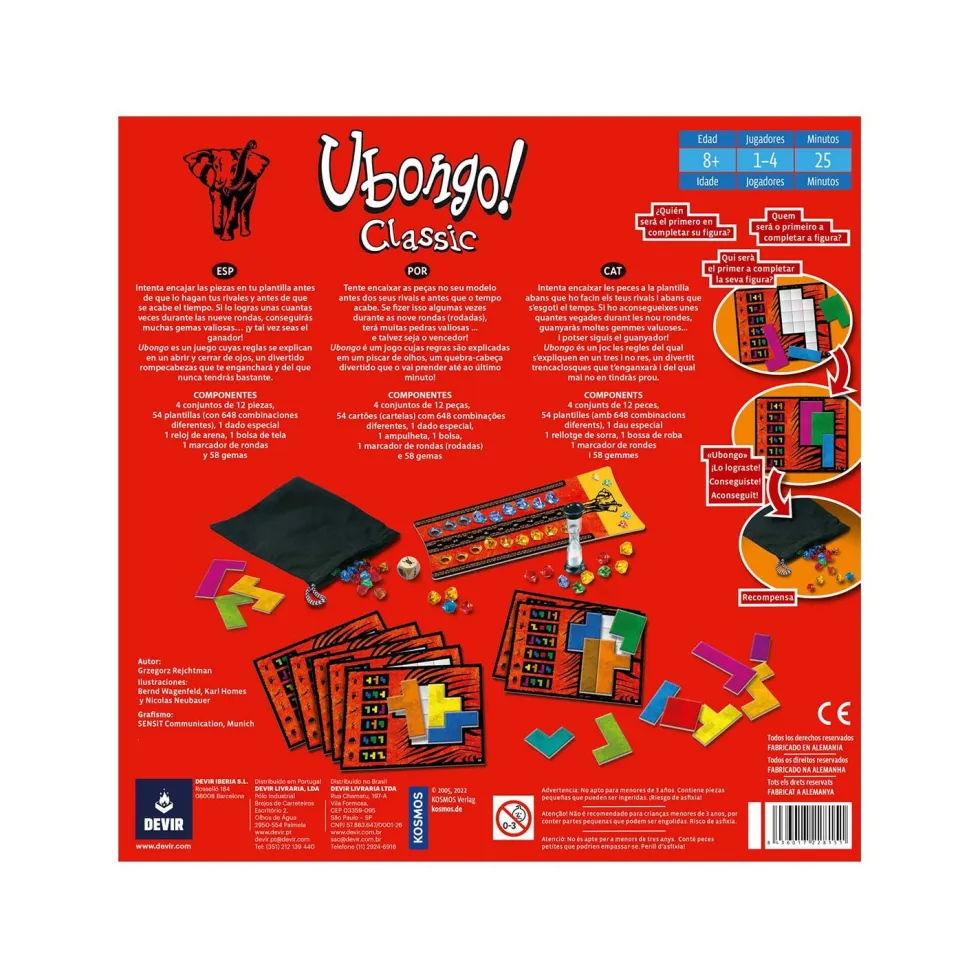 Devir Ubongo Trilingüe Nueva Versión Juego de Mesa