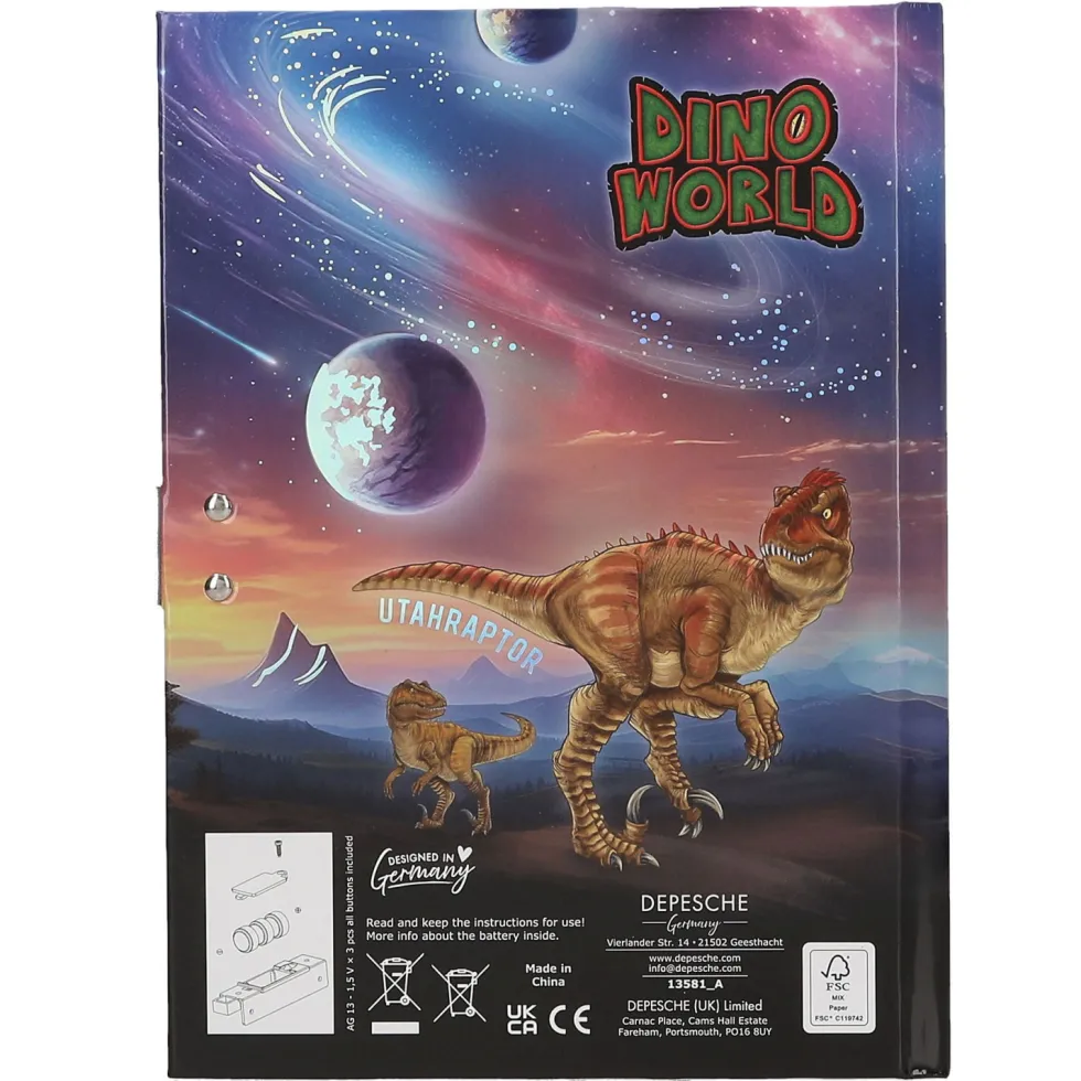 Dino World Diario con Código Secreto y Sonido