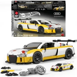 Mattel Brick Shop Conjunto de Construcción del Audi R8 LMS de 2015 de Hot Wheels de 820 Piezas