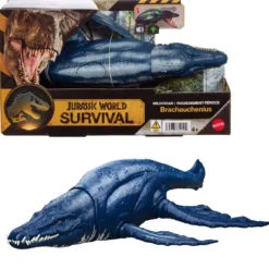 Mattel Jurassic World Survival Figura Dinosaurio Brachauchenius Rugido Salvaje con Ataque Devorador y Sonidos