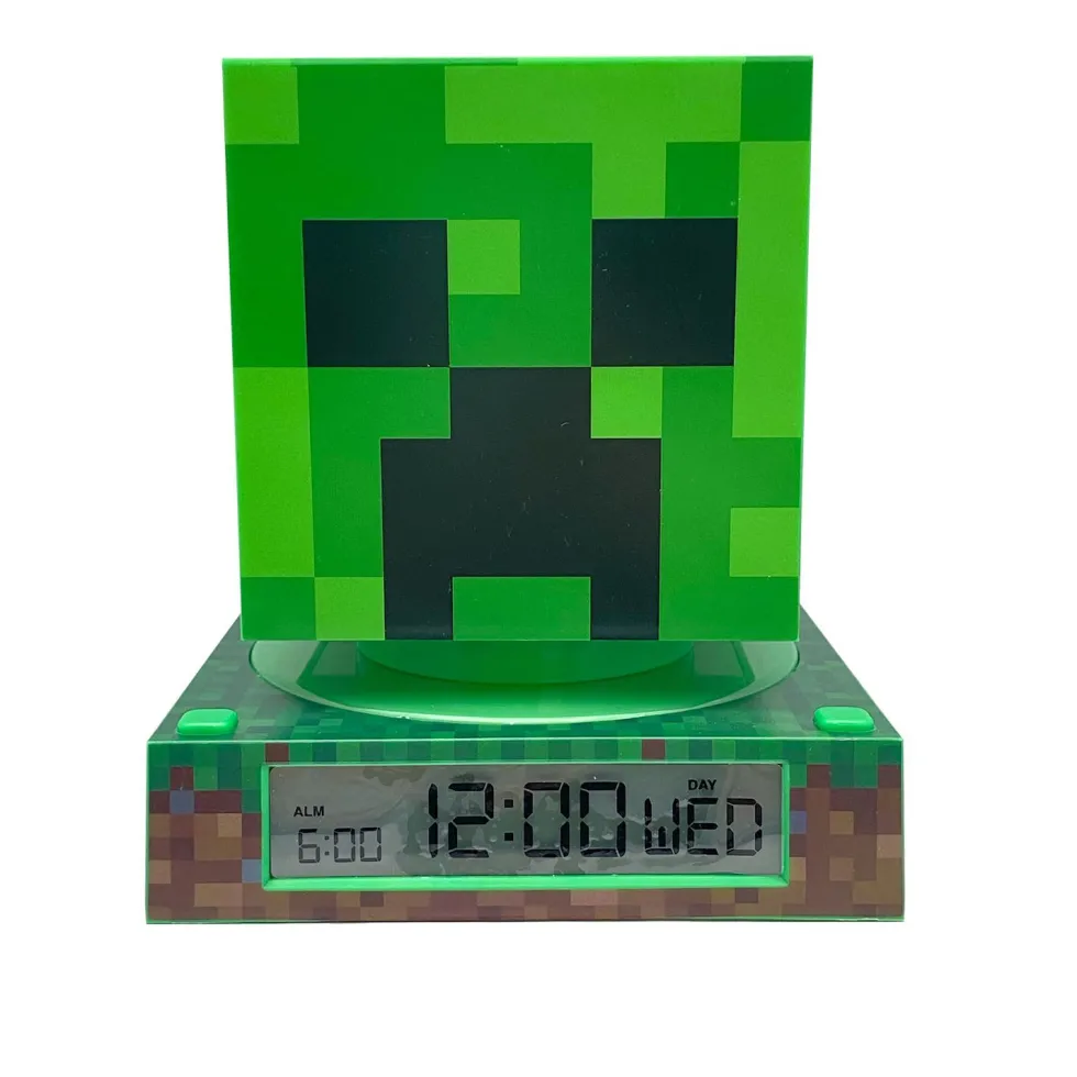 Minecraft Lámpara 3D con Despertador y Fecha