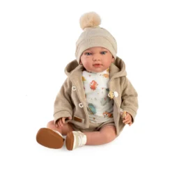 Muñecas Guca Bebé con Peso Unai con Camiseta de Dinosaurios, Chaqueta, Pantalón de Pana con Gorrito y Zapatillas