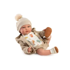 Muñecas Guca Bebé con Peso Unai con Camiseta de Dinosaurios, Chaqueta, Pantalón de Pana con Gorrito y Zapatillas
