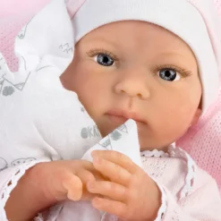 Muñecas Guca Bebé Reborn de Silicona Sira con Traje Rosa de Lana y Braguita Blanca