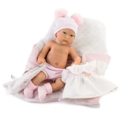 Muñecas Guca Bebé Reborn de Silicona Sira con Traje Rosa de Lana y Braguita Blanca