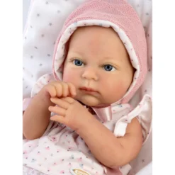 Muñecas Guca Bebé Reborn de Silicona Valeria con Vestido y Braguitas Rosa de Flores, Capota y Calcetines