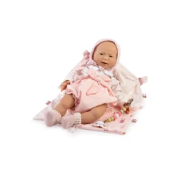 Muñecas Guca Bebé Reborn de Silicona Vera con Braguita Rosa, Camiseta de Flores, Capota y Calcetines