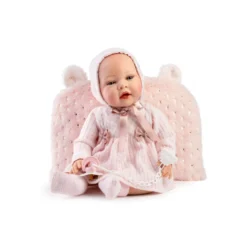 Muñecas Guca Bebé Reborn Giselle con Vestido Rosa de Lana con Capota y Cojín