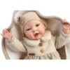 Muñecas Guca Bebé Reborn Montessori Nuria con Pelele de Lana Beig, Diadema y Mantita