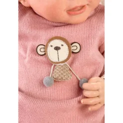 Muñecas Guca Bebé Reborn Sofía con Pelele Rosa de Lana y Mantita Rosa y Beig