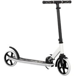 Patinete Urbano Blanco Plegable de Dos Ruedas Grandes con Luces LED
