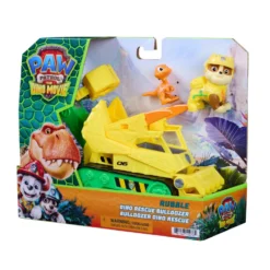 Paw Patrol The Dino Movie Vehículo Dino Rescue Bulldozer con Figura Rubble