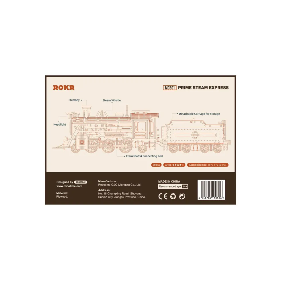 Robotime Prime Tren de Vapor Maqueta de Madera
