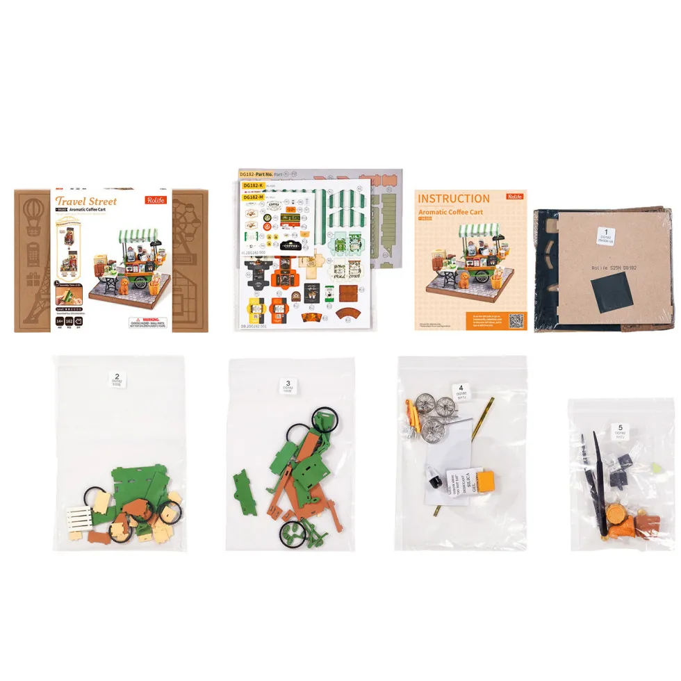 Rolife Travel Street Aromatic Coffee Cart Maqueta