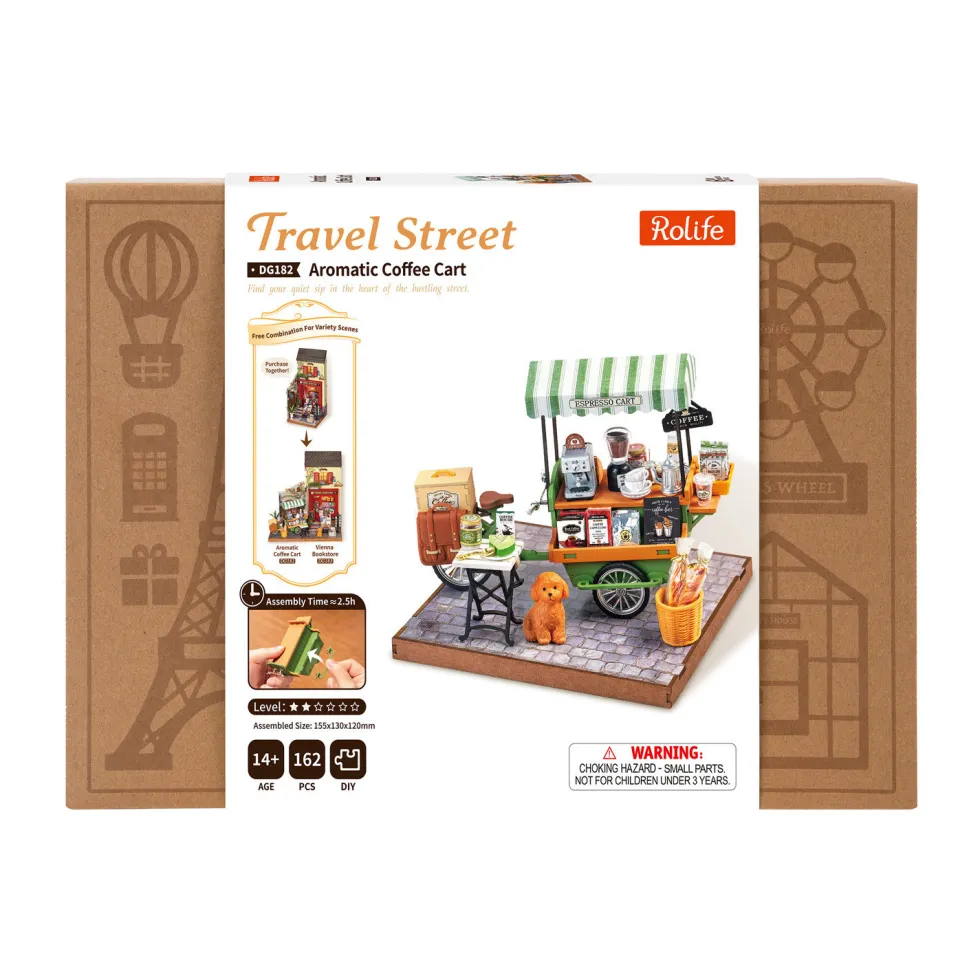 Rolife Travel Street Aromatic Coffee Cart Maqueta
